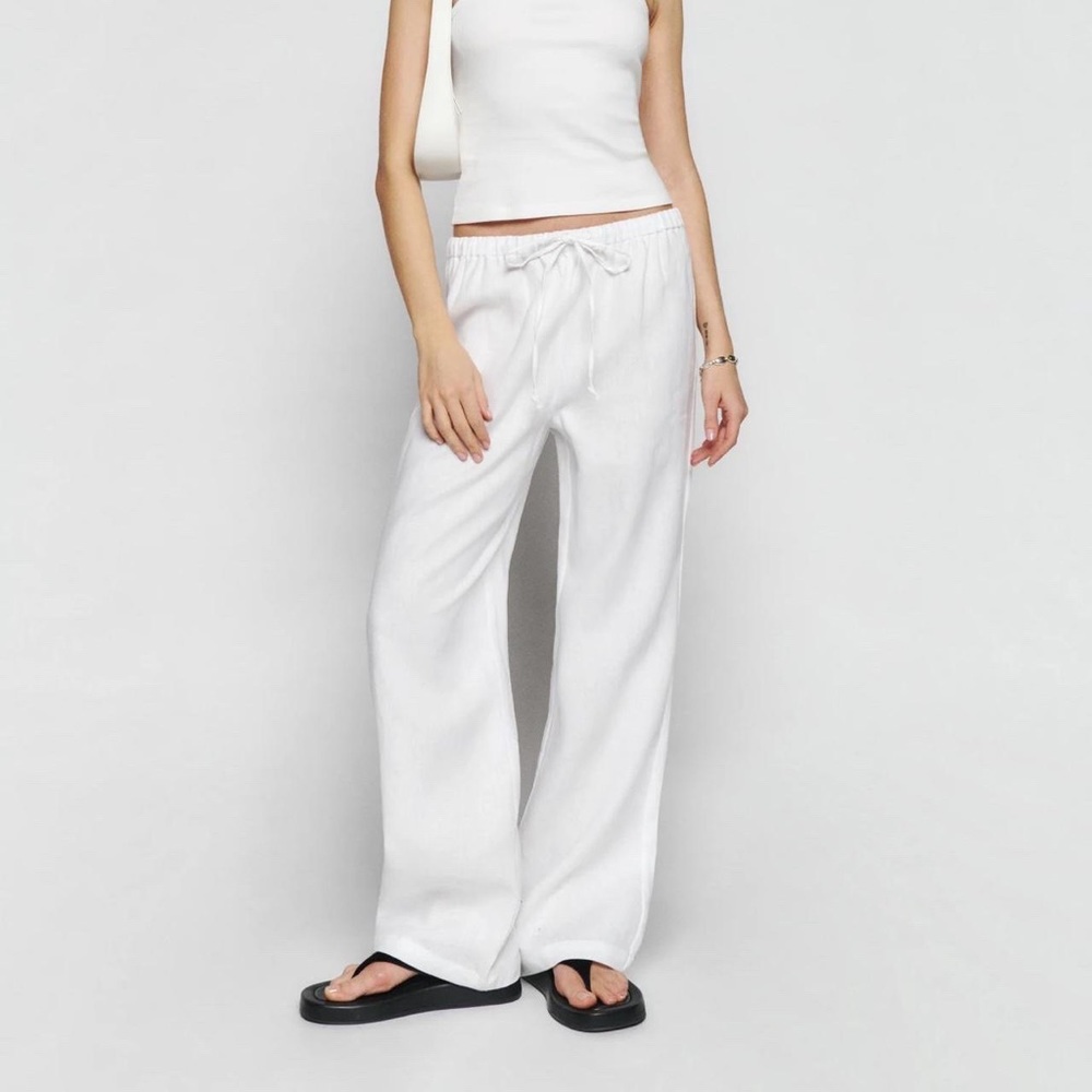 White reformation Olina linen pant